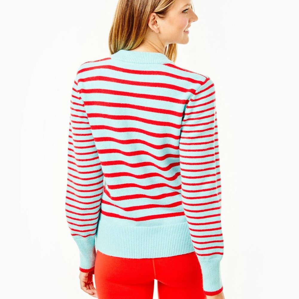 SOLD Addison Bay Knit Cypress Active Sweater In Mint/Poppy Stripe NWOT Size XS - Picture 3 of 11